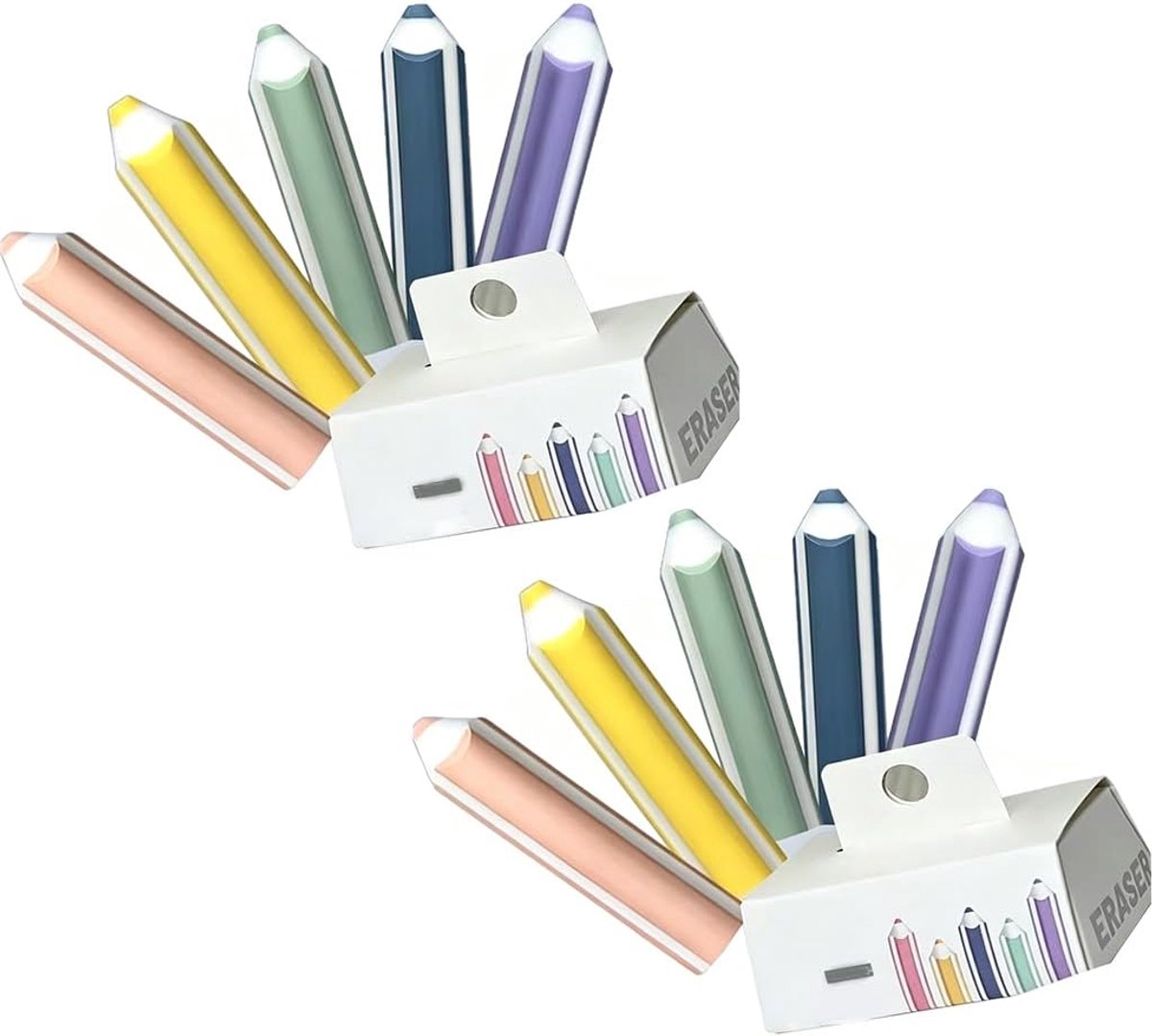 Gummen set van 10 - Potloodvormige gummen - Kleurige en ergonomische driehoekige gummen - Ideaal voor schoolgebruik - ShopVlot