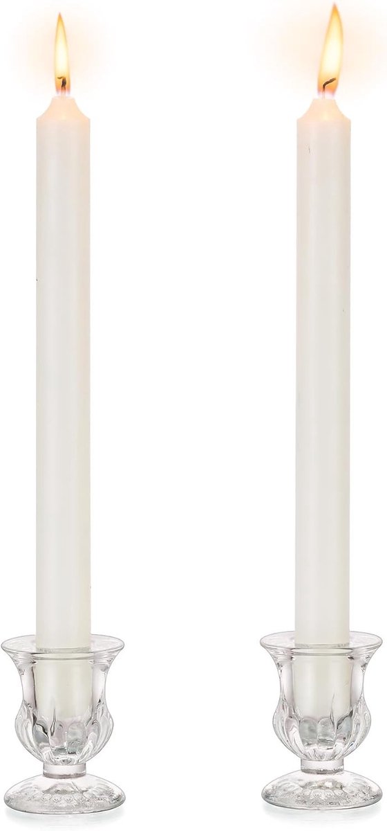 Glazen Kandelaar - Helder - 6,4 cm - Dikke Glazen Kandelaar voor Staafkaarsen - Voor Tafeldecoratie