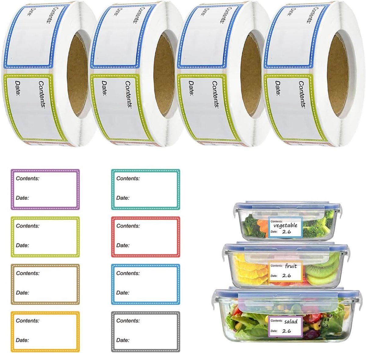 Datumsetiketten 4 Rollen - Kleurrijk - Voor duidelijk labelen - Ideaal voor organisatie - ShopVlot