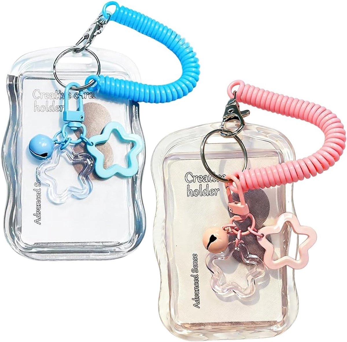 Foto Kaarthouders met Ketting - 2 Stuks - Wit Ster Decoraties - Bescherming voor ID en Cash - ShopVlot