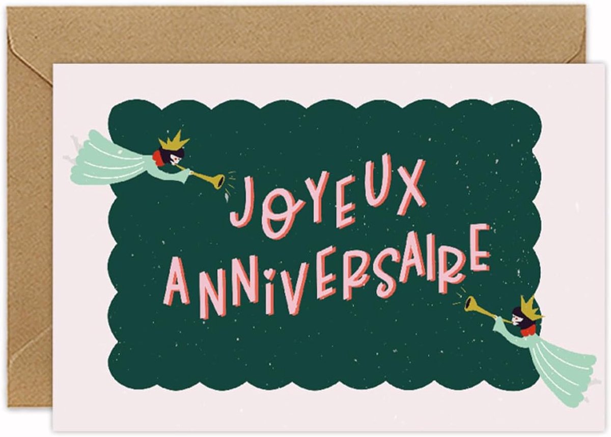 Verjaardagskaart "Joyeux Anniversaire" - Franse stijl - Fee en bloemen - Perfect voor vrouwen - ShopVlot