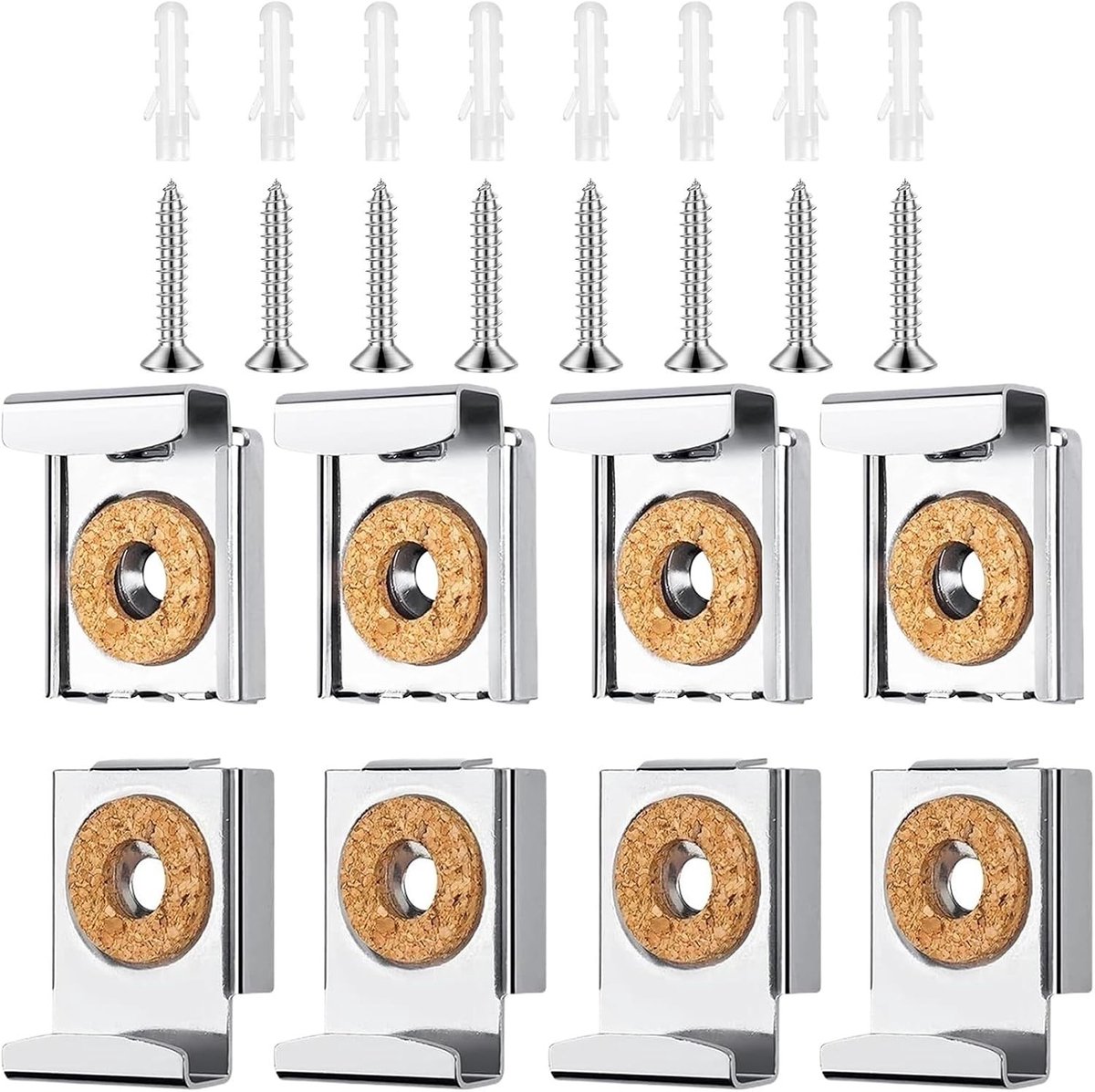 Set van 8 Spiegelhouders voor Zware Spiegels, Ideaal voor Badkamer en Huishouden, Wandmontage en Duurzaam Design