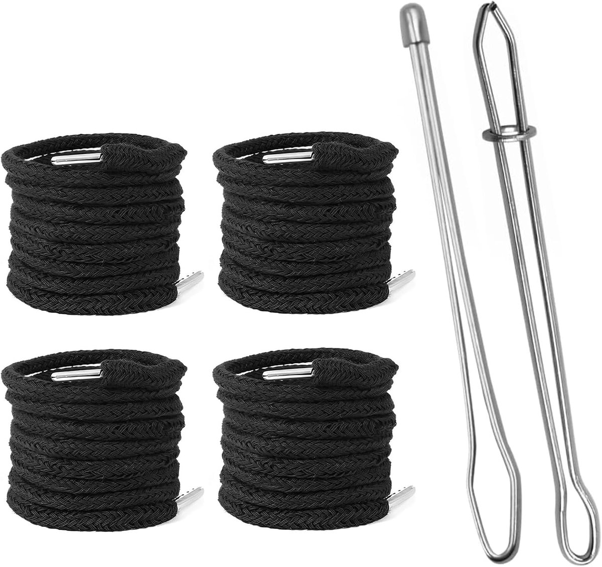 Set van 4 sportbroeken 130 cm - veters voor hoodies - trekkoord met metalen uiteinden - ideaal als reserveveters - ShopVlot