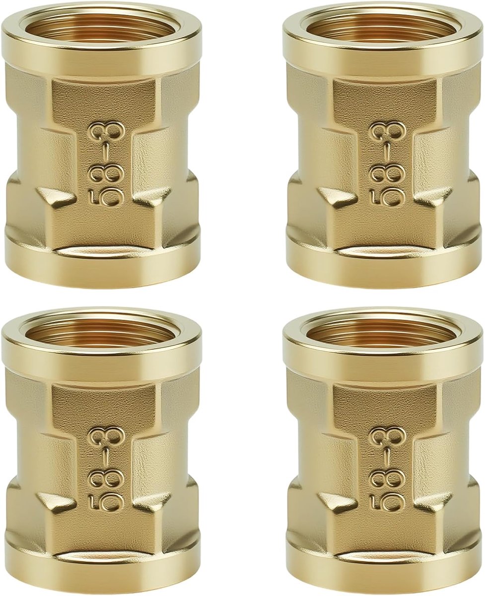 Brass adapter 1/2 inch - dubbele verbinding - 4 stuks - voor waterleiding verbindingen - ShopVlot