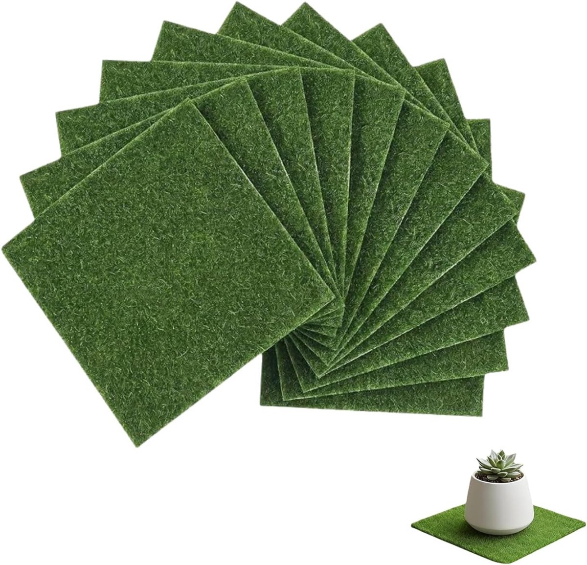 12 stuks kunstgras van 15x15 cm voor miniatuurdecoratie, modelbouw en diorama's