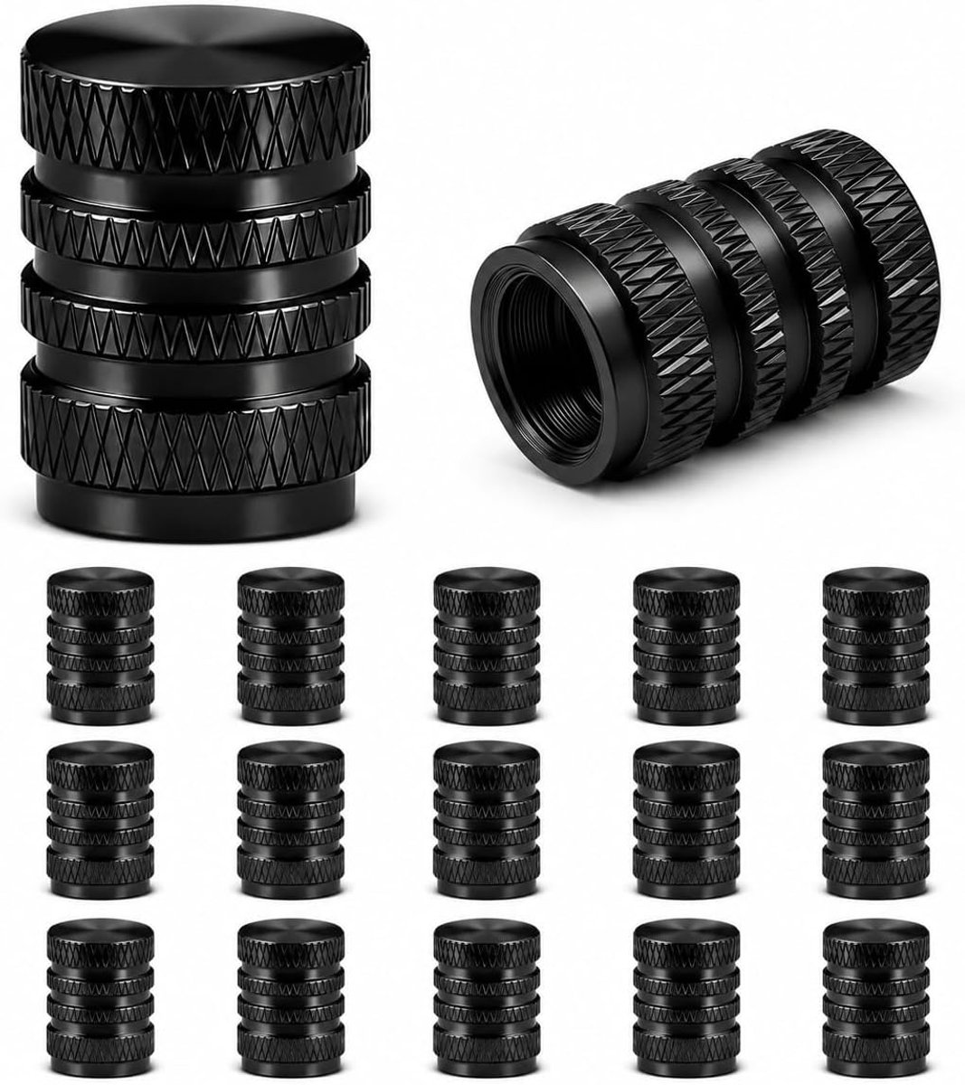 Aluminium ventieldoppen 16 stuks - zwart - universeel - stofdicht en roestvrij - ShopVlot