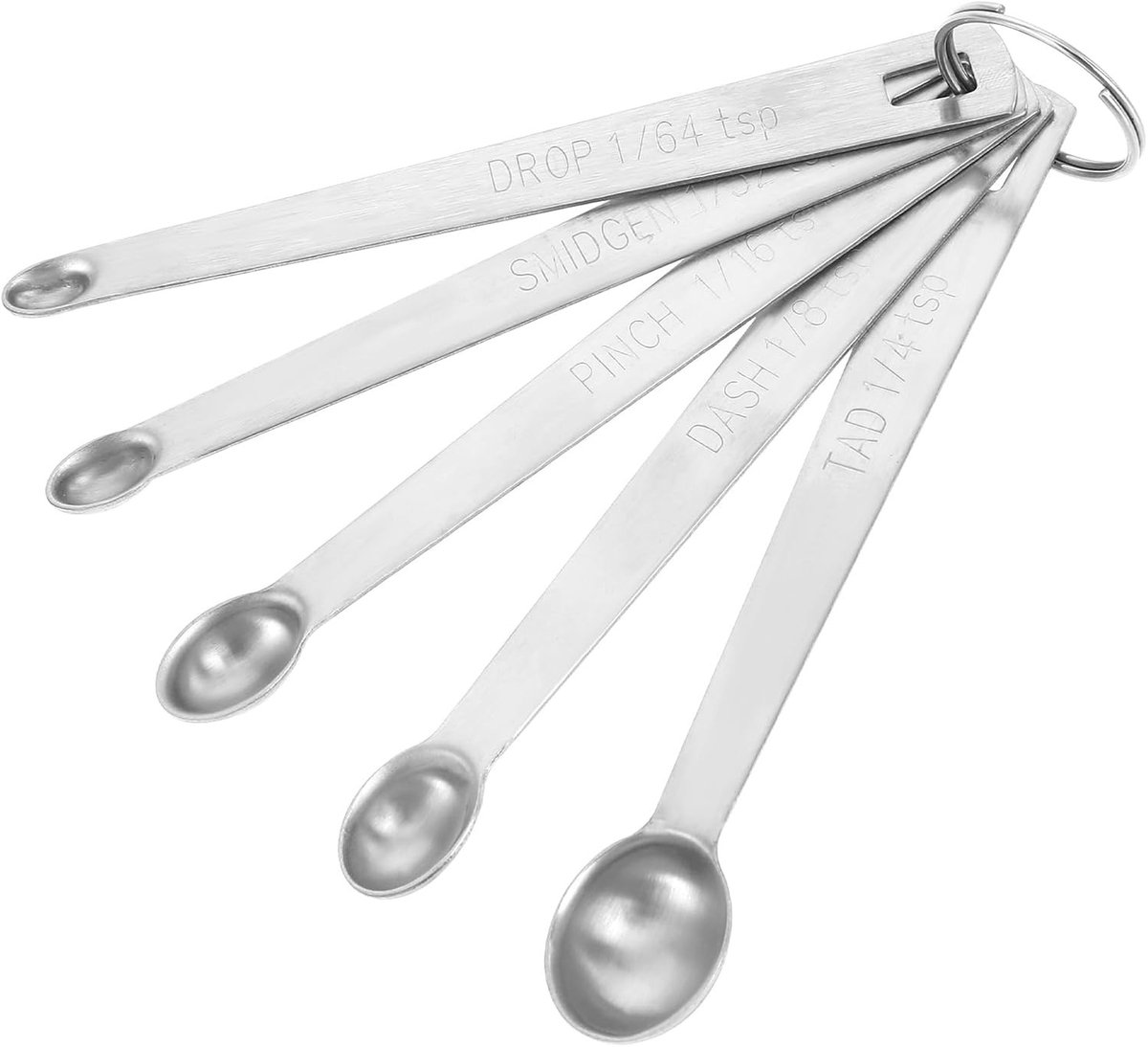 Set van 5 roestvrijstalen maatlepels, theelepels met kom, kleine maatlepel voor kruiden en specerijen