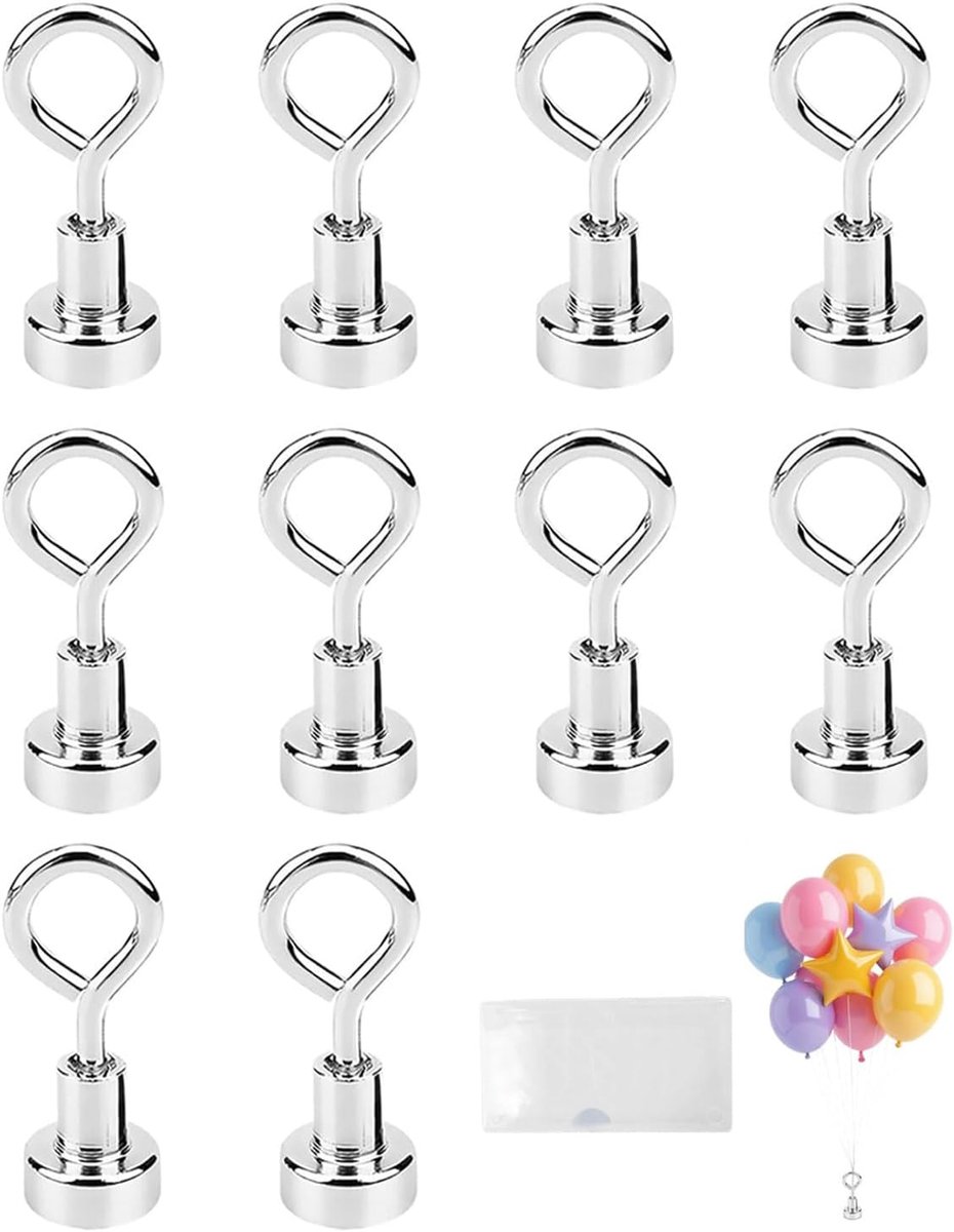 Magneethaken 10 mm - sterke magneet - 10 stuks - herbruikbaar tegengewicht voor heliumballonnen - ShopVlot