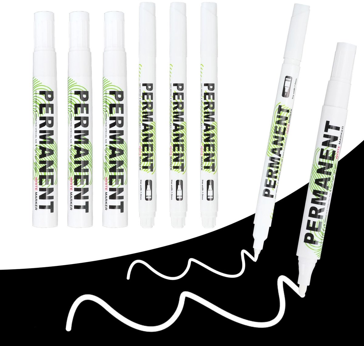 Solidchoice - Set van 8 Permanente Markers voor Diverse Oppervlakken