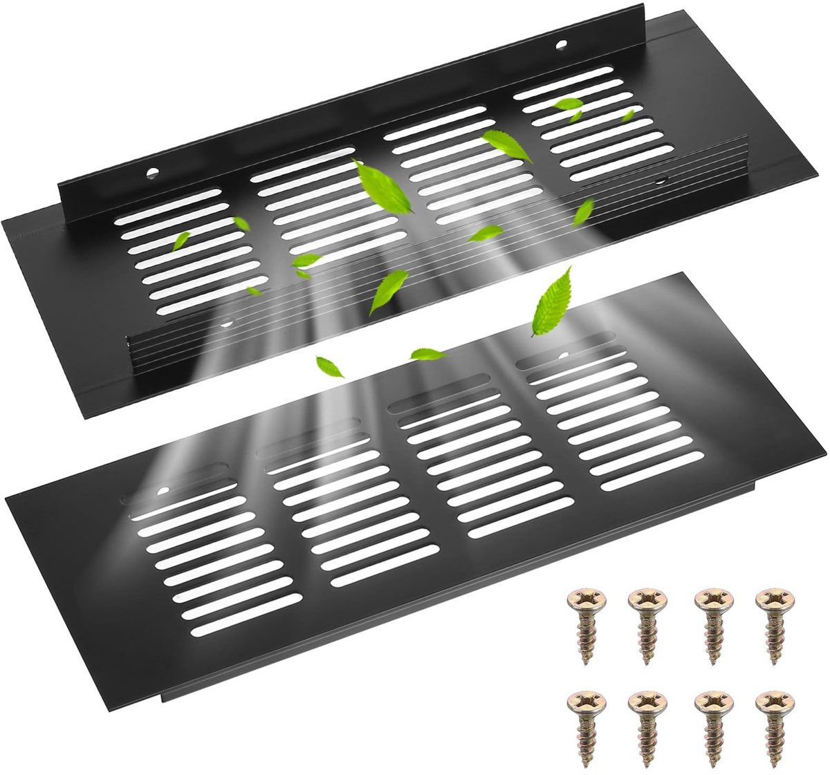 Ventilatierooster - Afvoerluchtrooster - Luchtcirculatie Verbeteren - Duurzaam Aluminium - 200 x 80 mm - Zwart