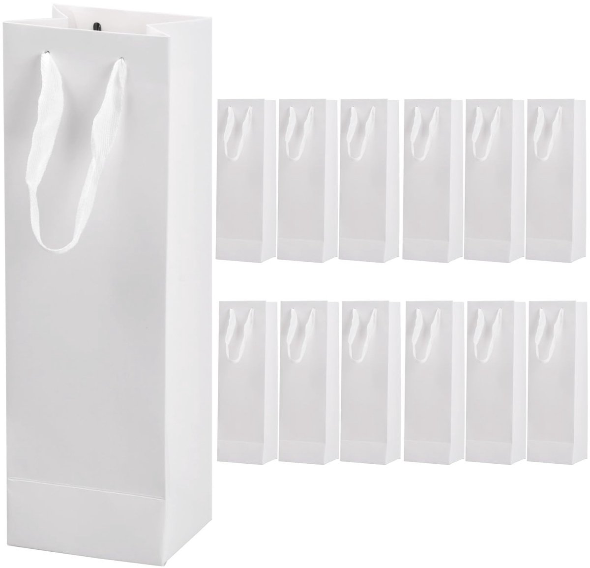 Solidchoice - 12 Stuks Kraftpapier Wijntassen met Touwgrepen
