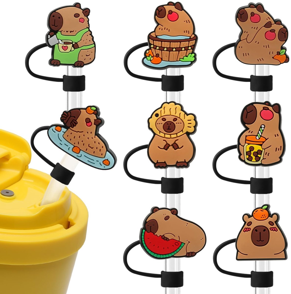 Solidchoice - Set van 8 Silicone Rietjes Covers voor Stanley Cup
