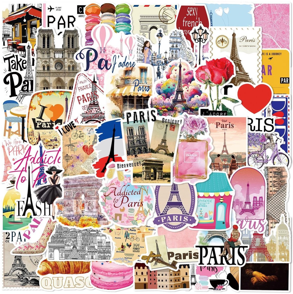 Solidchoice - Set van 50 Waterdichte Vintage Stickers voor Creatieve Projecten