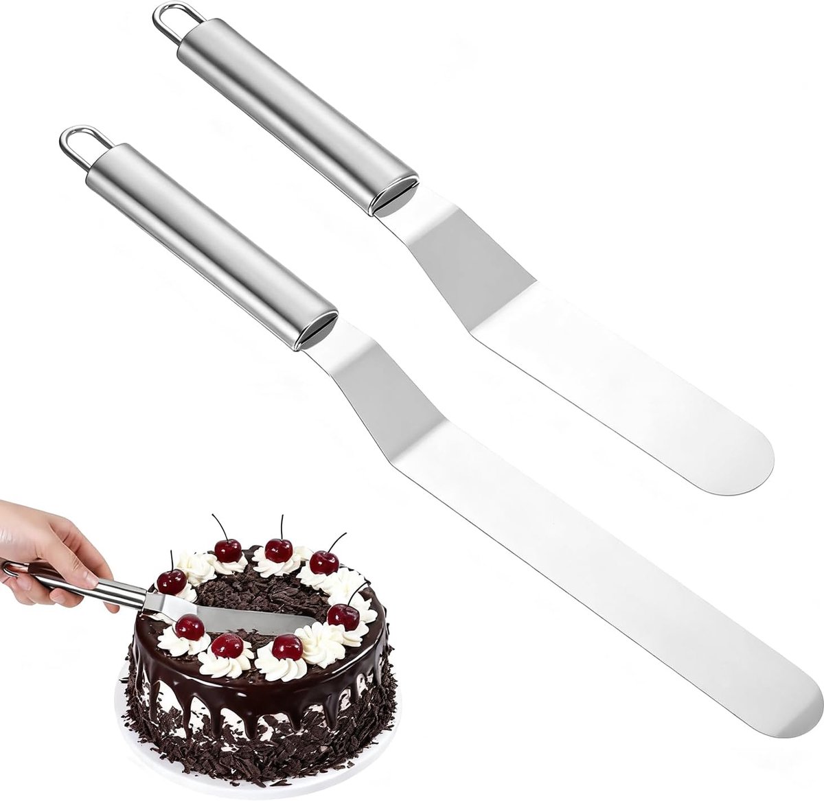 Set van 2 Angled Spatula's 6 & 8 Inch - RVS - Ergonomisch ontwerp - Perfect voor het decoreren van taarten - ShopVlot