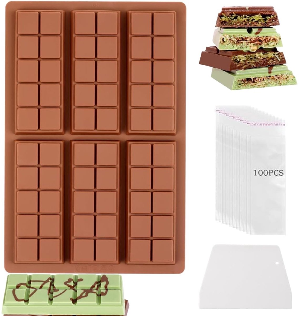 Solidchoice - Silicone Chocolade Mallen Set met Spatel