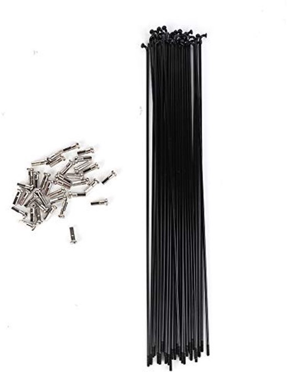 26 inch fietsspaken Fietsspaken #45 Staal 36 stuks Set Stalen Mountainbike Fietsspaken met Nippels Zwart 259mm