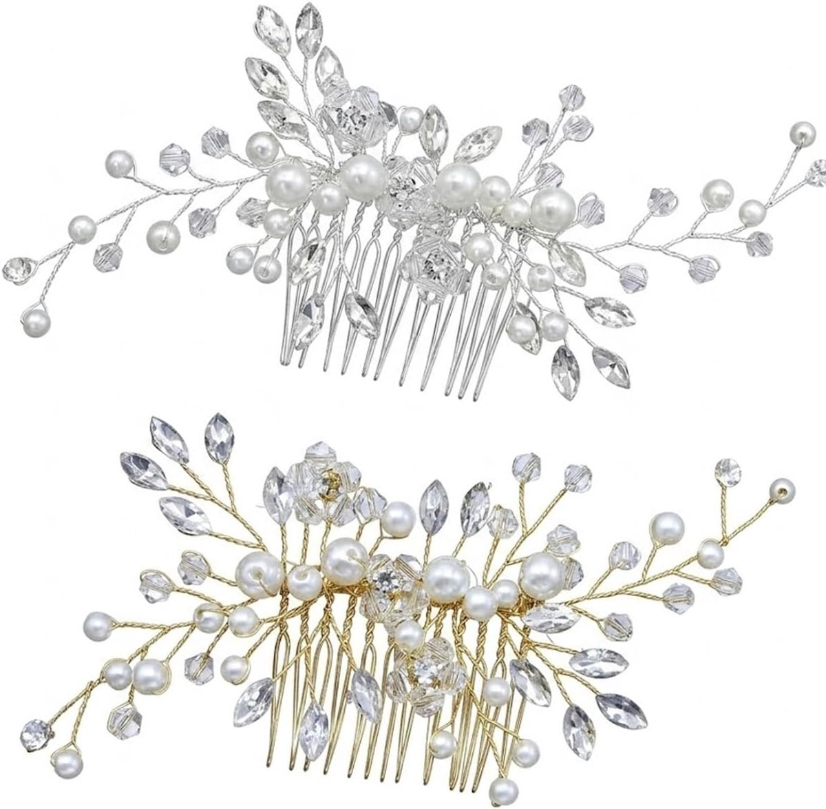 Haaraccessoires voor bruiloft - 2 stuks - bloem en parel - elegante sieraden voor bruid - ShopVlot