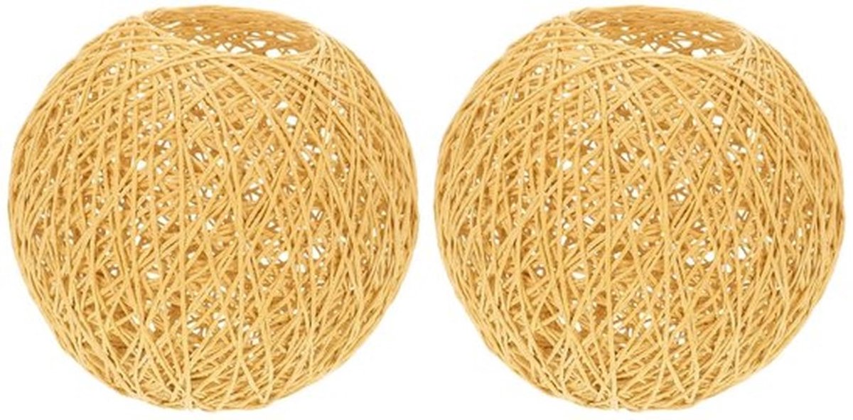 2 Stuks Lampenkap Sepak Takraw Deco Bamboe Hanglamp Lampenkap Rieten Bal Klein Geweven Hanglamp Mini Gesimuleerde Kroonluchter Bohemian Papieren Lampenkap