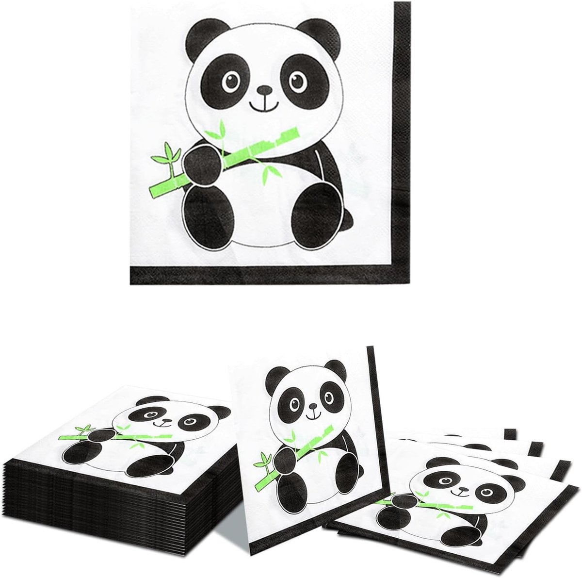 Papieren servetten 33 x 33 cm - Panda thema - 20 stuks - Perfect voor kinderverjaardag - ShopVlot