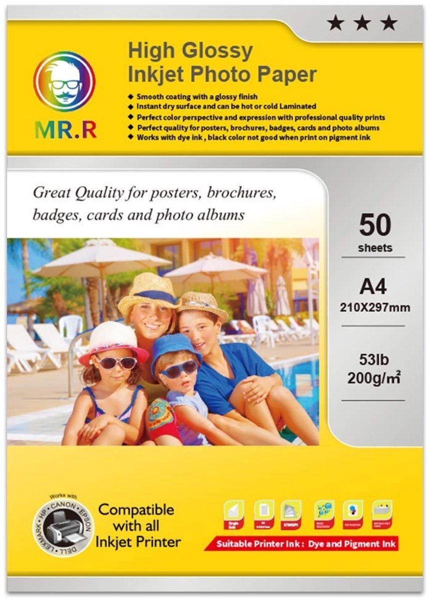 Solidchoice - 50 Vellen A4 Glanzend Foto Papier voor Inkjetprinters