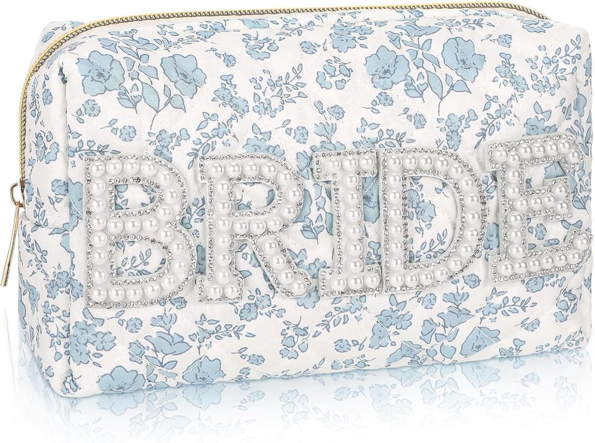 Make-uptas voor de bruid - parelletters - elegant ontwerp - ideaal cadeau voor bruiloften - ShopVlot