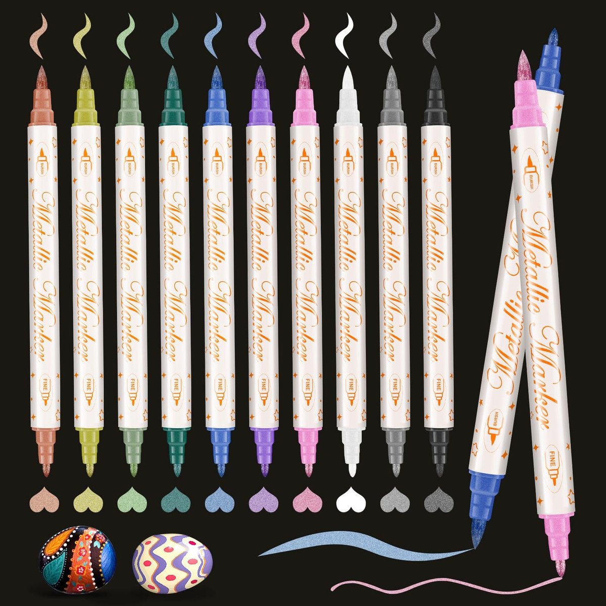 Solidchoice - Set van 10 Metallic Marker Pens met Dubbele Punt