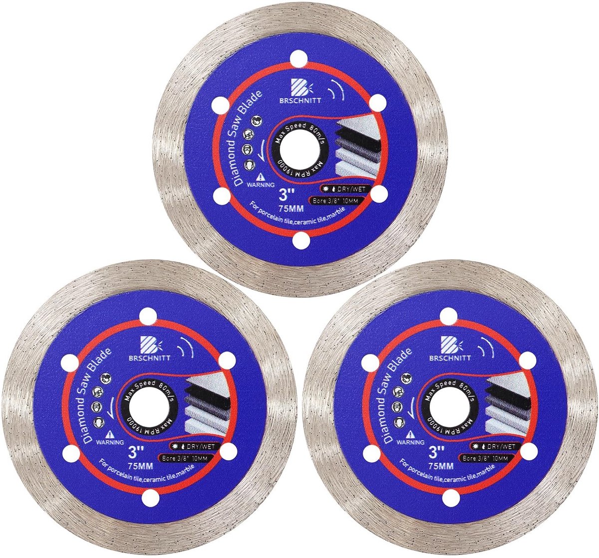 Solidchoice - Set van 3 Diamantschijven voor Keramisch Snijden