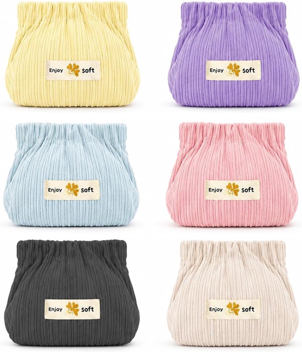 Make-upetui set van 6 stuks - geribbelde fluwelen stof - draagbaar en ruim - ideaal voor op reis - ShopVlot