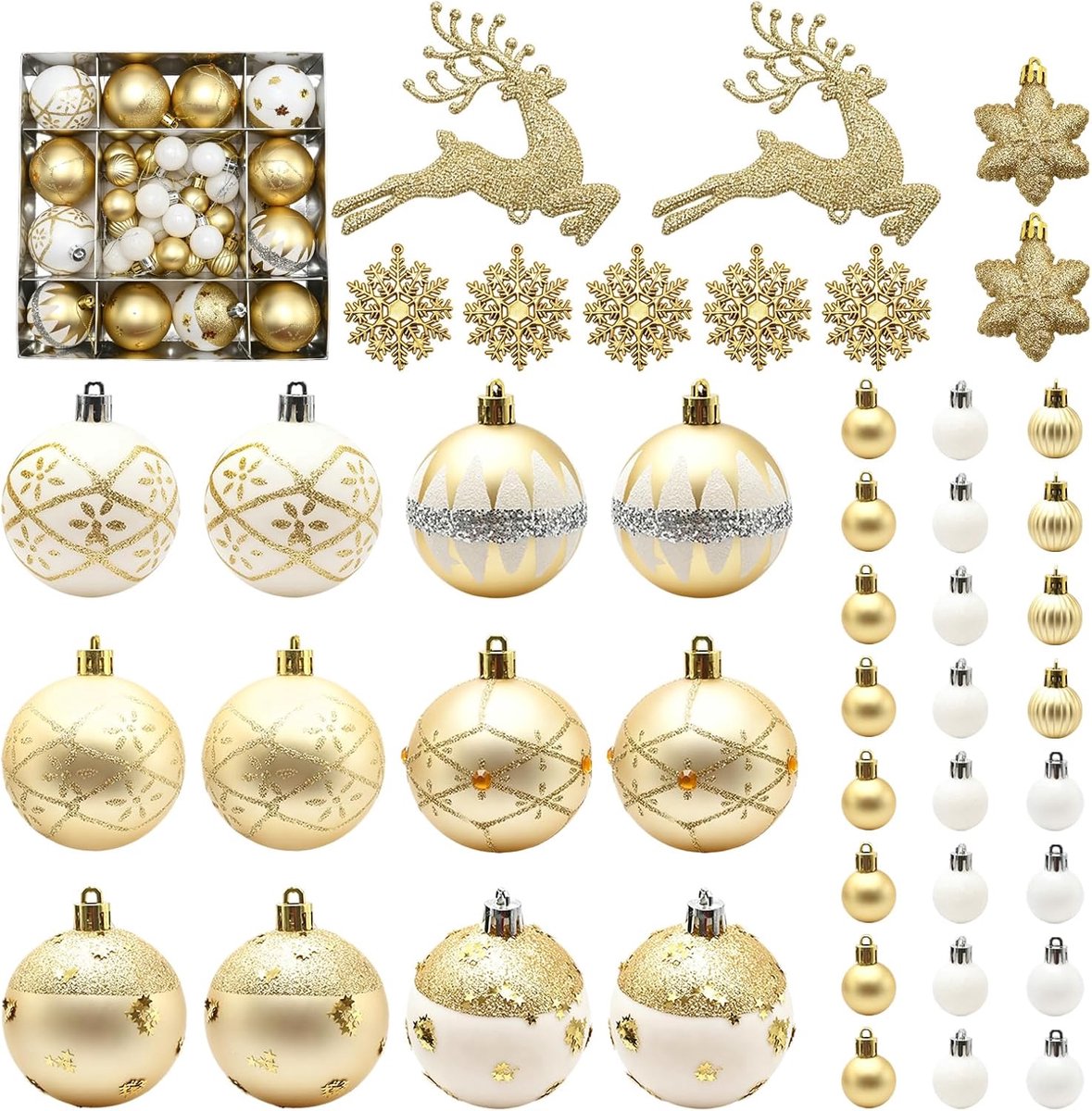 Kerstversieringsset 102 stuks - onbreekbare ballen en rendierdecoratie - veilig voor kinderen en huisdieren - ShopVlot