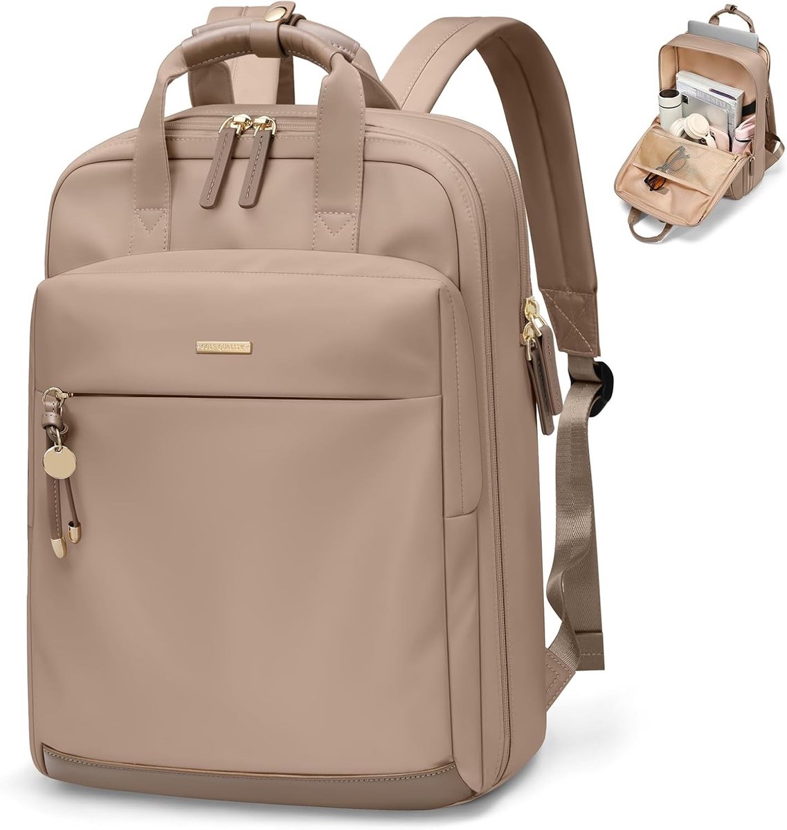 Laptoptas - Elegant bruin - 15.6 inch - Waterdichte Casual Rugzak met Compartiment - Voor Dames