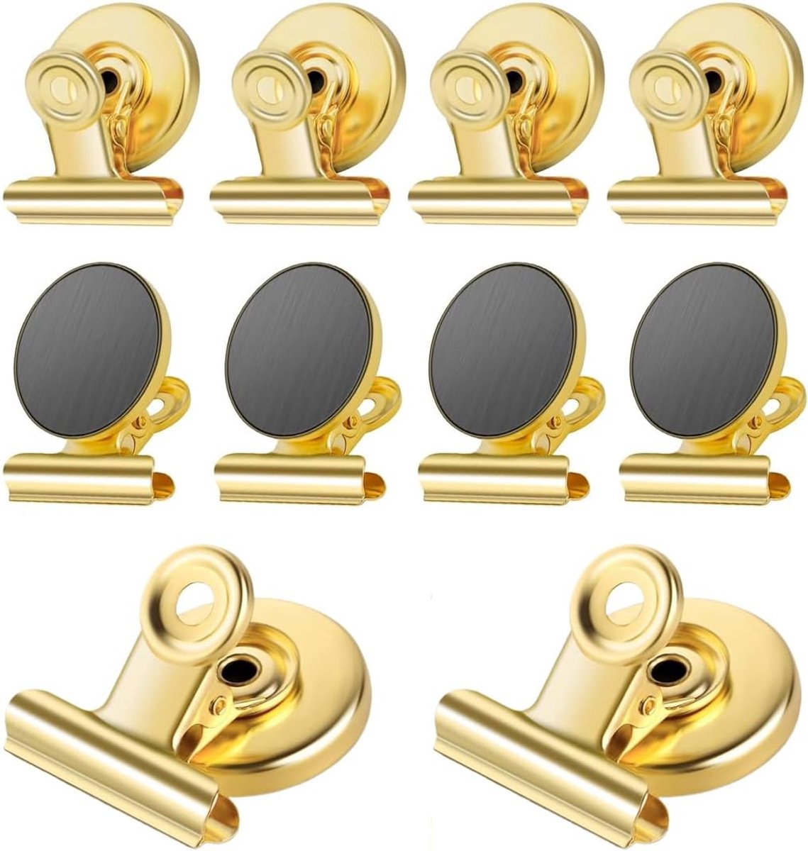 Magnetische clips pack van 10 - Robuust metaal - Goudkleurig - Ideaal voor foto's en notities - ShopVlot