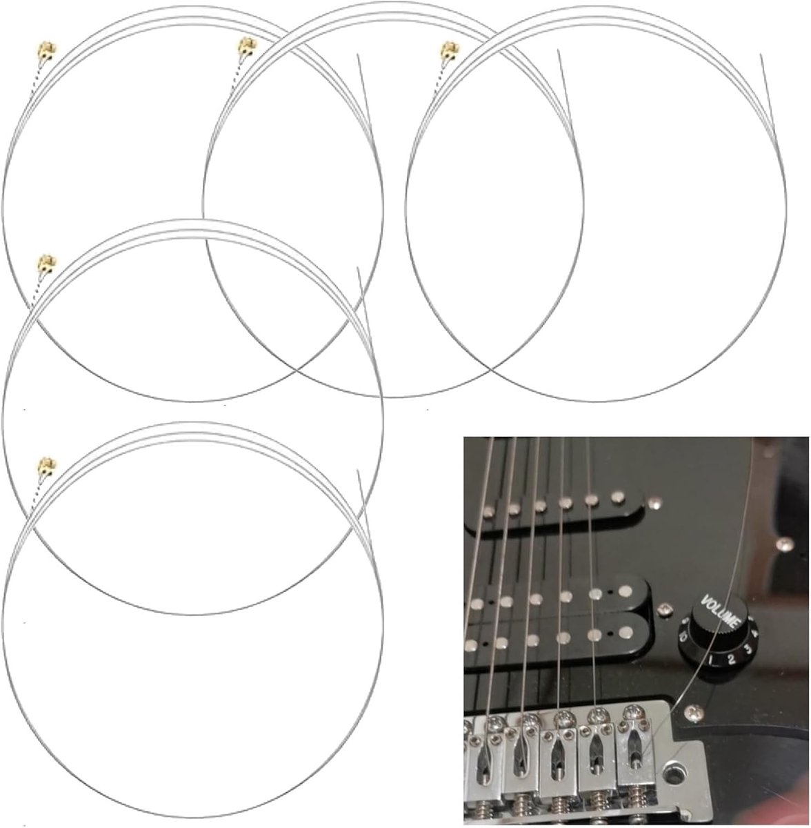 Electric Guitar Strings, 5 x Acuto Strings, 009 Gauge, Replacement Strings for 1st String, Premium Strings with - ShopVlot