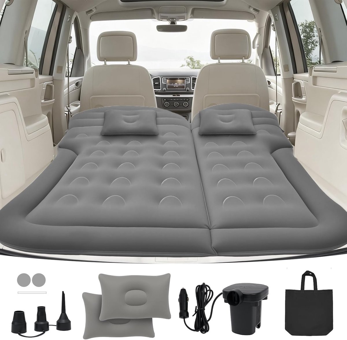 Portable SUV Mattress, Ultra Comfortable with 2 Cushions (Grey) - ShopVlot