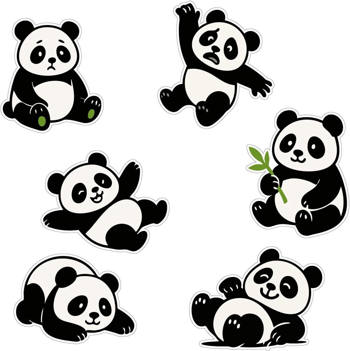 Cute Panda Wall Stickers - Set of 6 Playful Cartoon Panda Designs for Kids Rooms, Kids Room Decor and Creative Spaces - ShopVlot