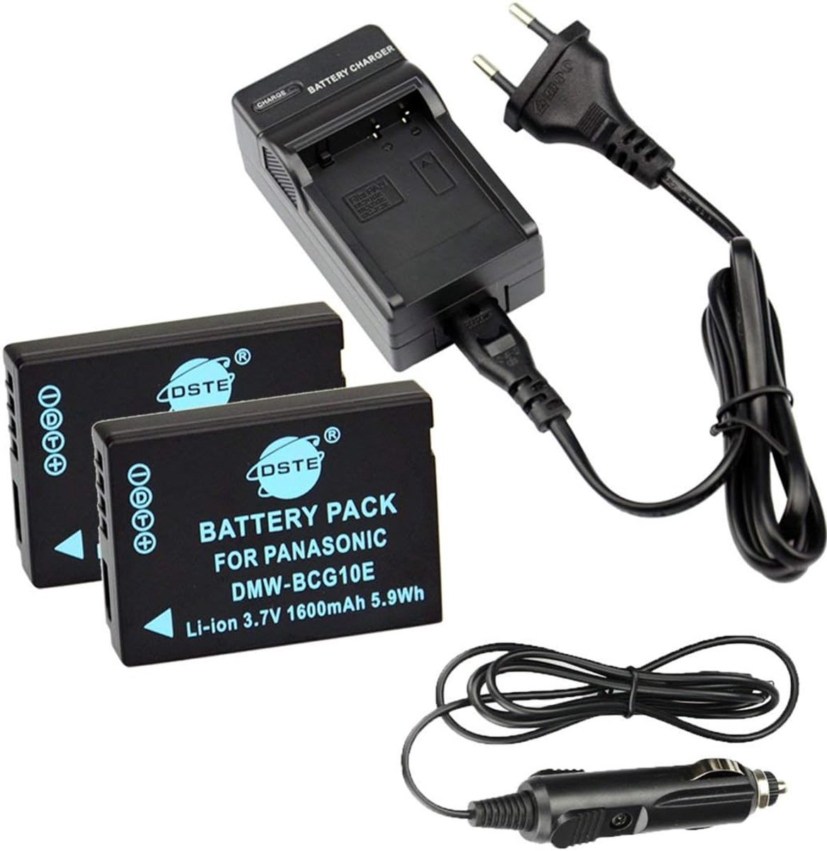 DSTE® Replacement Battery and DC57E Travel Charger Compatible with Panasonic DMW-BCG10 Lumix DMC-ZS3 DMC-ZS5 DMC-ZS6 - ShopVlot