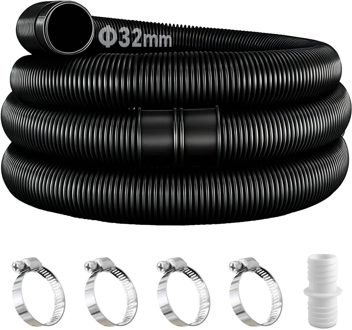 2pcs black pool bath 32mm for pool pumps with 4pcs security clip and 1pc slim connection,150cm pool slag 32mm,For - ShopVlot
