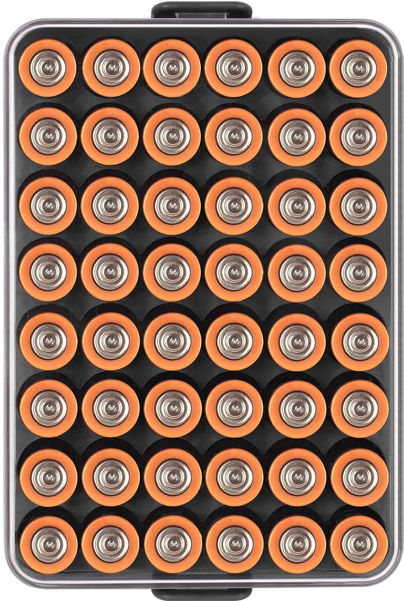 Battery Organizer Storage Case, Small Battery Safe, Container for 48 AA Batteries, Plastic Clear Protective Battery - ShopVlot