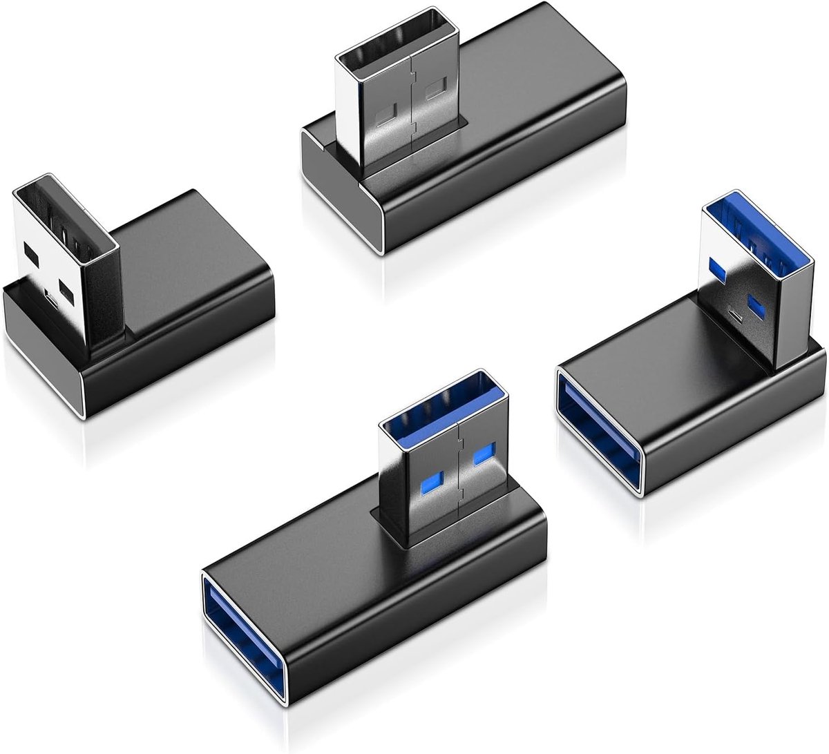 USB Angle Plug, 4 Pack US-B 90 Degree Adapter, Angle Plug for Data Transfer, Compatible with PC, Laptop, Power Bank - ShopVlot