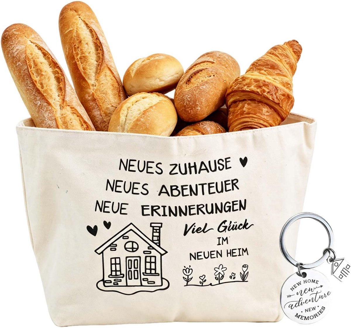 Linnen broodzak voor keukenzak, broodhouder, verhuizingscadeau, sleutelhanger voor het bewaren van brood, zout - ShopVlot