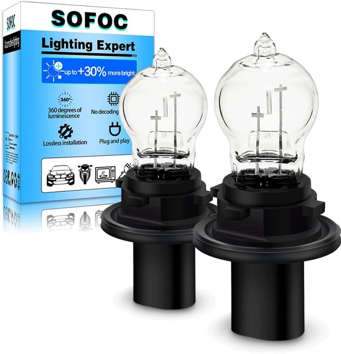 SOFOC HPC19W Automotive Daytime Running Lamp Fog Light Signal Lamp etc 12V 19W Warm White 4300K Performance 2pcs - ShopVlot