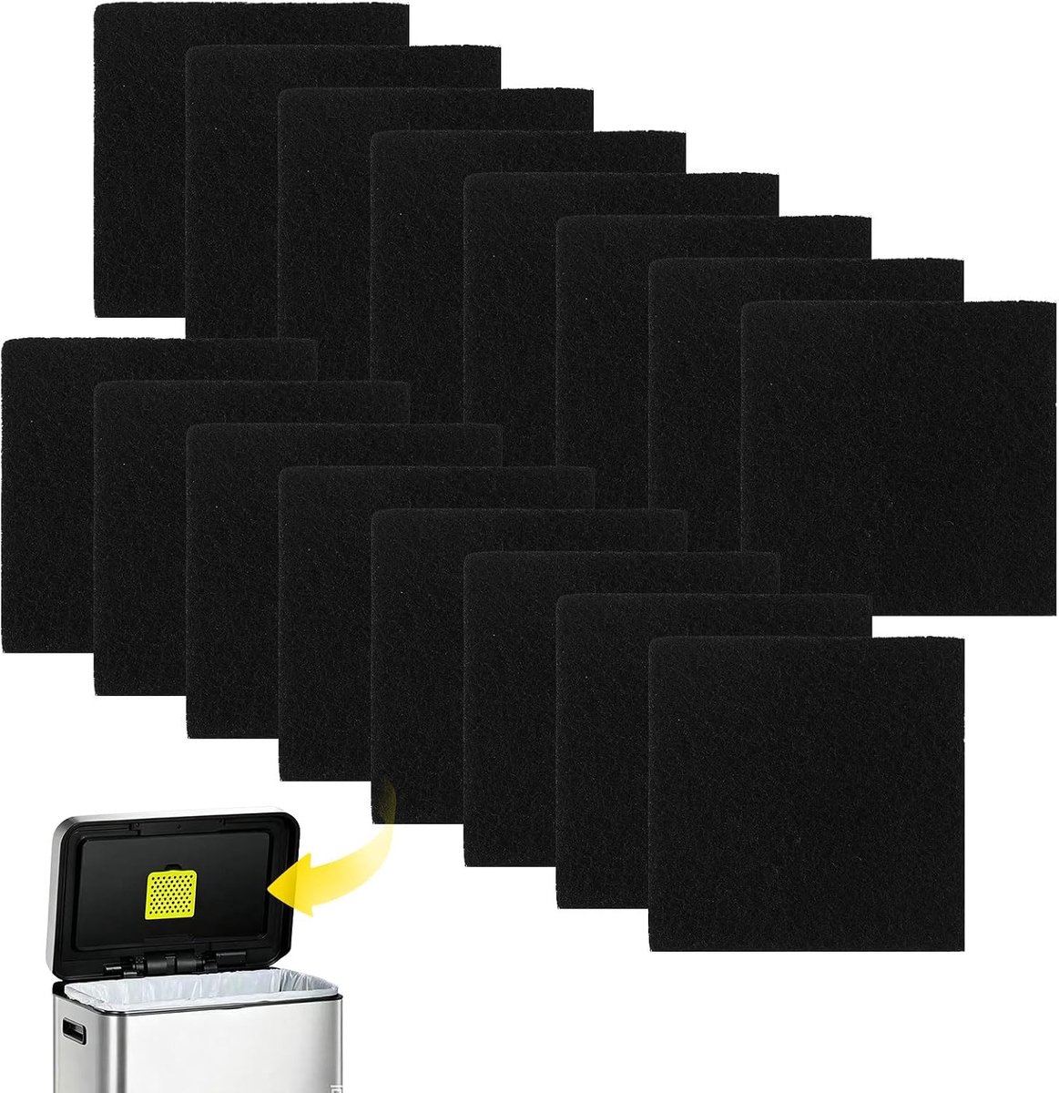 16Pcs Geactiveerde Houtskool Zuiverende Deodorizer Voor Vuilnisbakken Universele Stick-on Rechthoek Geurabsorberende - ShopVlot