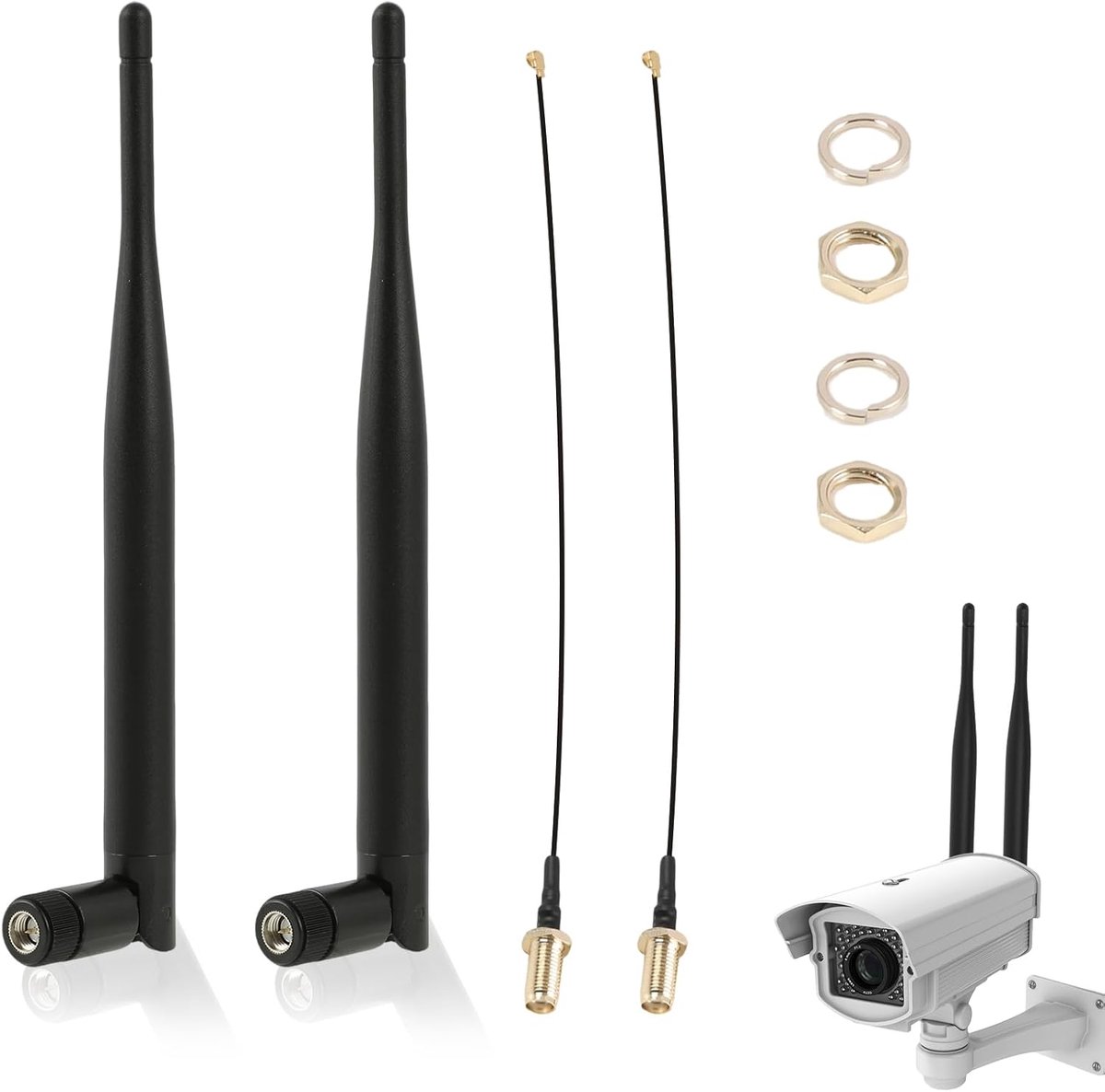 2 stuks SMA mannelijke connectoren met antenne 5 dBi, wifi-antenne PC, geoptimaliseerd 868 MHz, RF-adapterkabel - ShopVlot