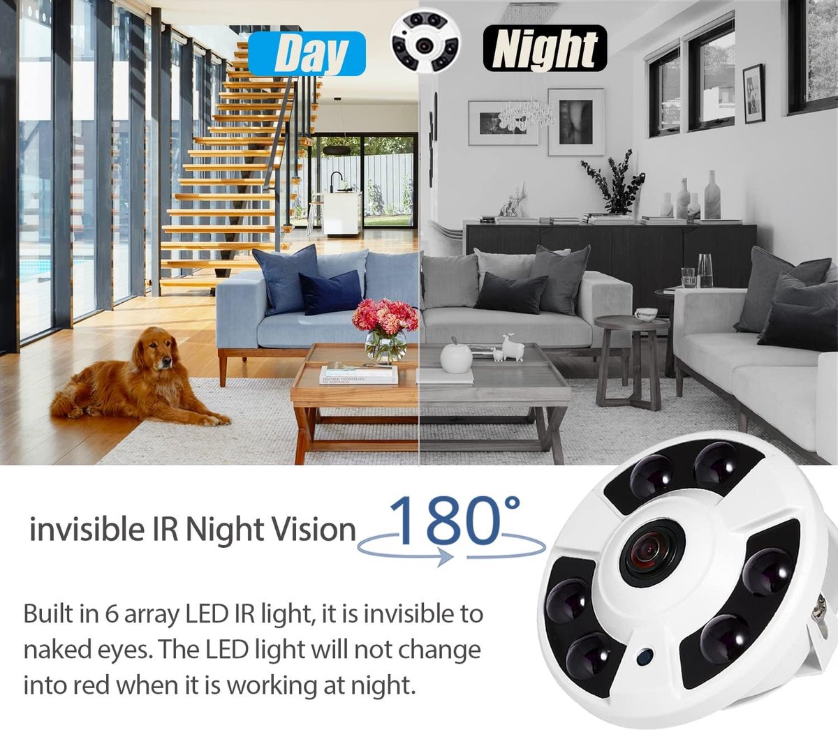 5MP Fisheye POE IP Camera, HD Mini Poe Indoor CCTV Camera, 1.7mm 170 Degree Viewing Angle Lens, LED Infrared Night - ShopVlot