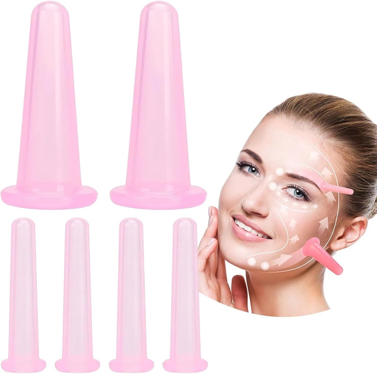 Silicone Face Cupping, 6 Pieces, Silicone Cupping Cupping, Therapy for Facial Massage, Anti-Cellulite, Massage Cup for - ShopVlot