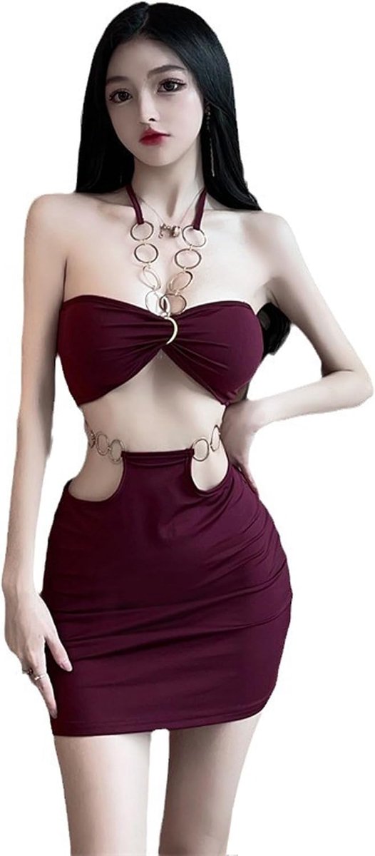SINMIUANIME Sexy Sleeveless Bodycon Maxi Dresses for Women Lace Up Cutout High Waist Club Party Bodycon Mini Dress - ShopVlot