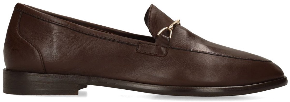 Manfield - Dames - Bruine leren loafers - Maat 36