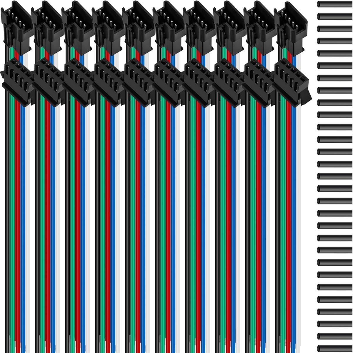 20 stuks JST SM 5-polige stekker-bus-adapter 22 AWG 1007 10 cm elektrische kabel voor 5050 3528 WS2801 WS2813 WS2815 - ShopVlot