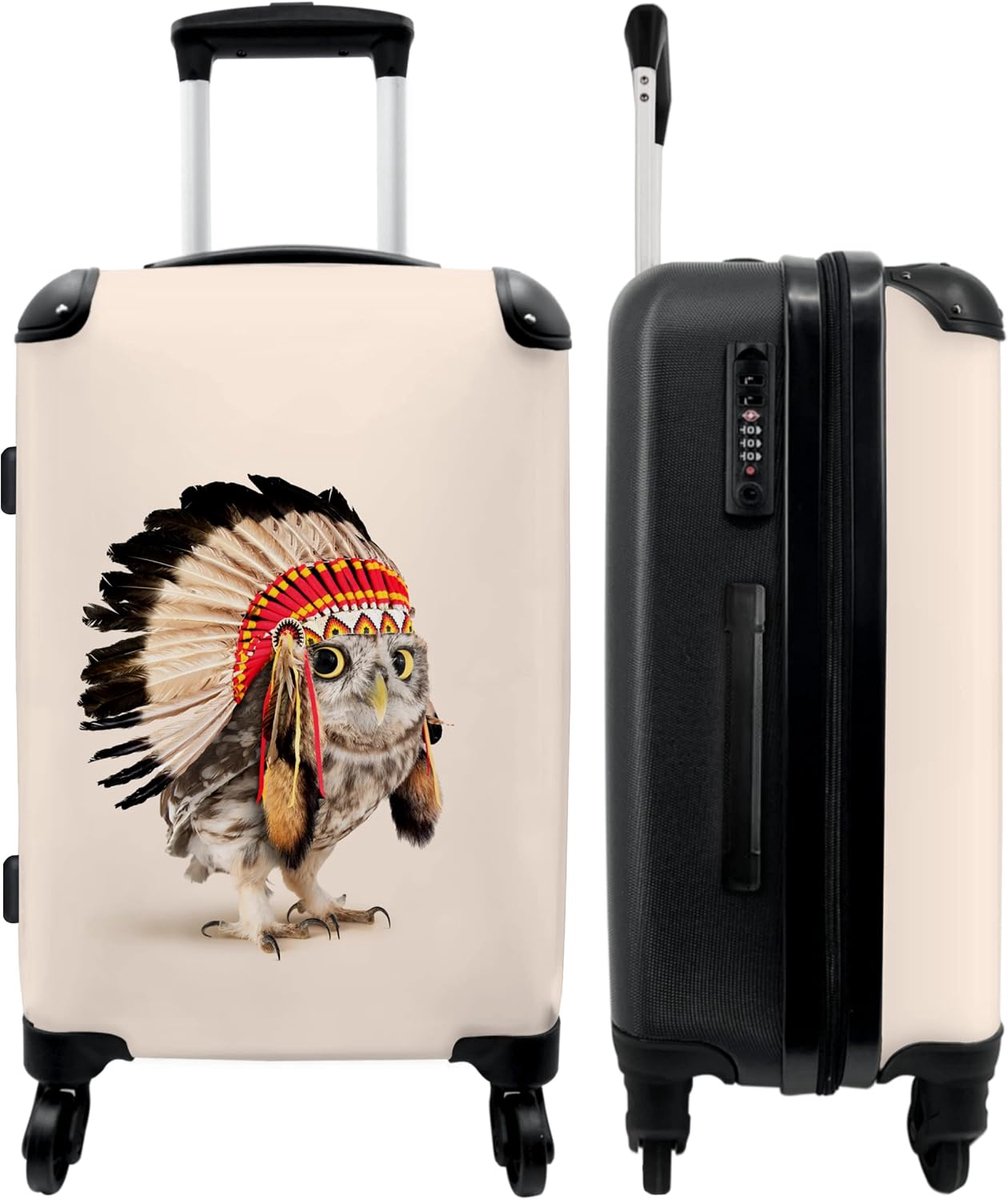 NoBoringSuitcases.com® Suitcases Trolley Children's suitcase Travel Suitcase Large Owl - Animal - Animal portrait - ShopVlot