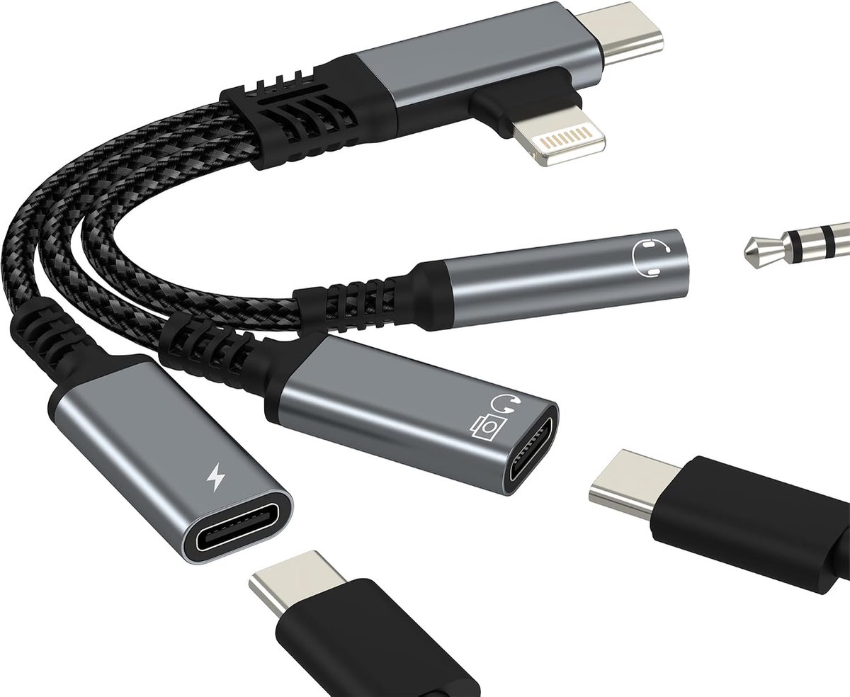 USB C OTG Adapter Jack naar Lightning Aux-hoofdtelefoon voor iPhone 17 16 15 14 13Pro Max Compatibel met Samsung - ShopVlot
