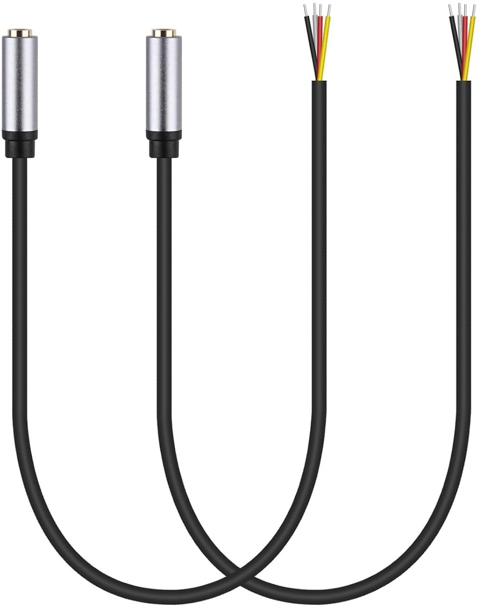 2-Pack 12.5inch Replacement 3.5mm Female Buchse to Bare Wire Open End TRRS 4 Pole Stereo 1/8" 3.5mm Jack Connector - ShopVlot